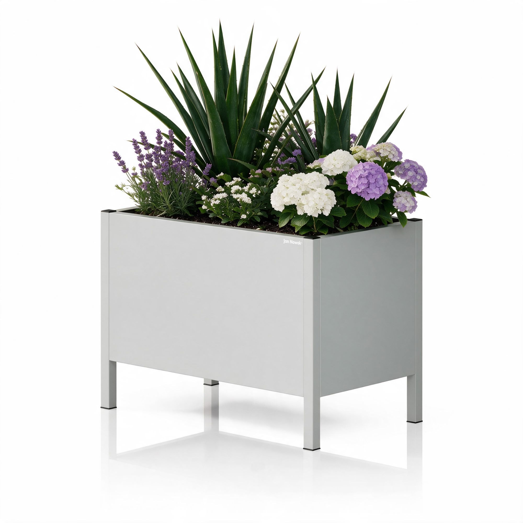 Osłona donica na kwiaty metalowa duża szara, 500x400x300 mm: DAISY