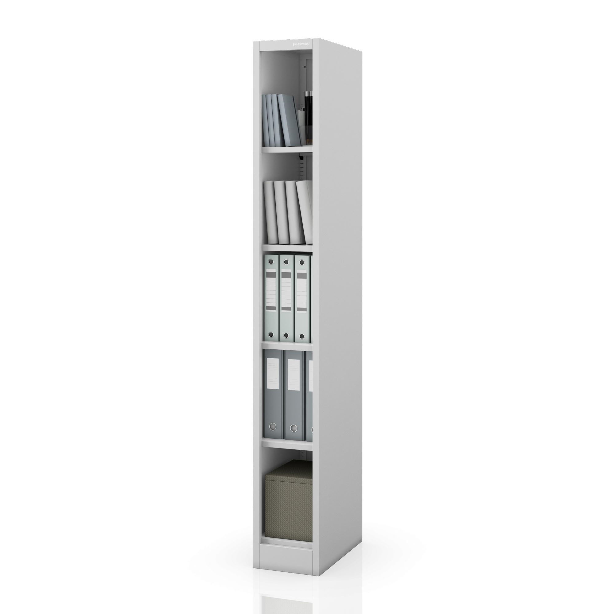 Regał metalowy wąski, archiwizacyjny na dokumenty szary, 250x1850x400 mm: TIM