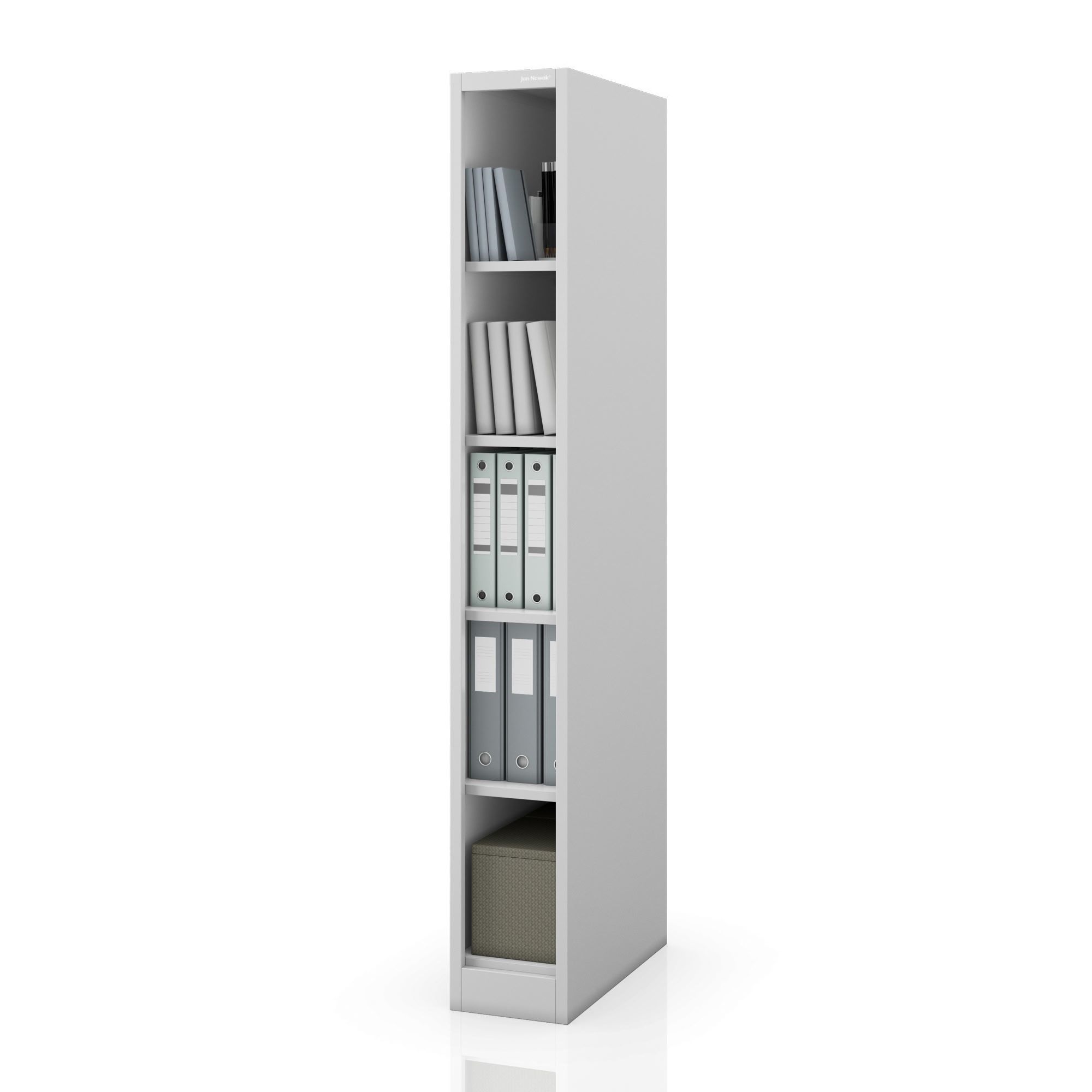 Regał metalowy wąski, archiwizacyjny na dokumenty szary, 250x1850x600 mm: TIM