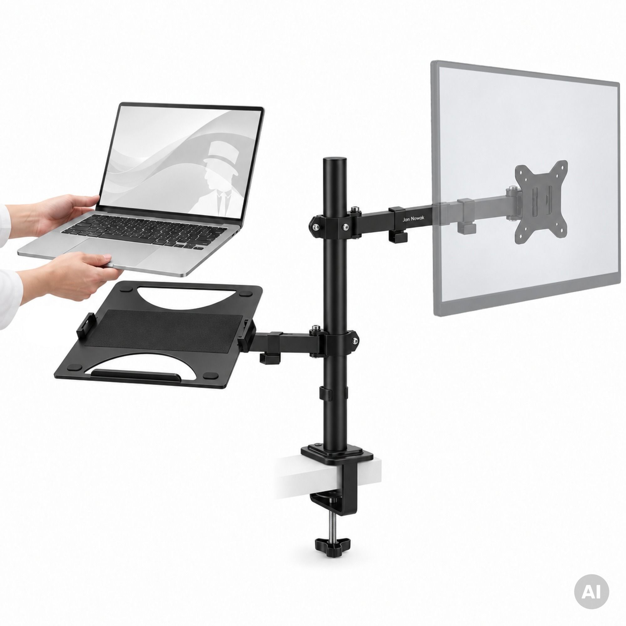 Podstawka stojak pod laptopa regulowana biała, 265x200x74-225 mm