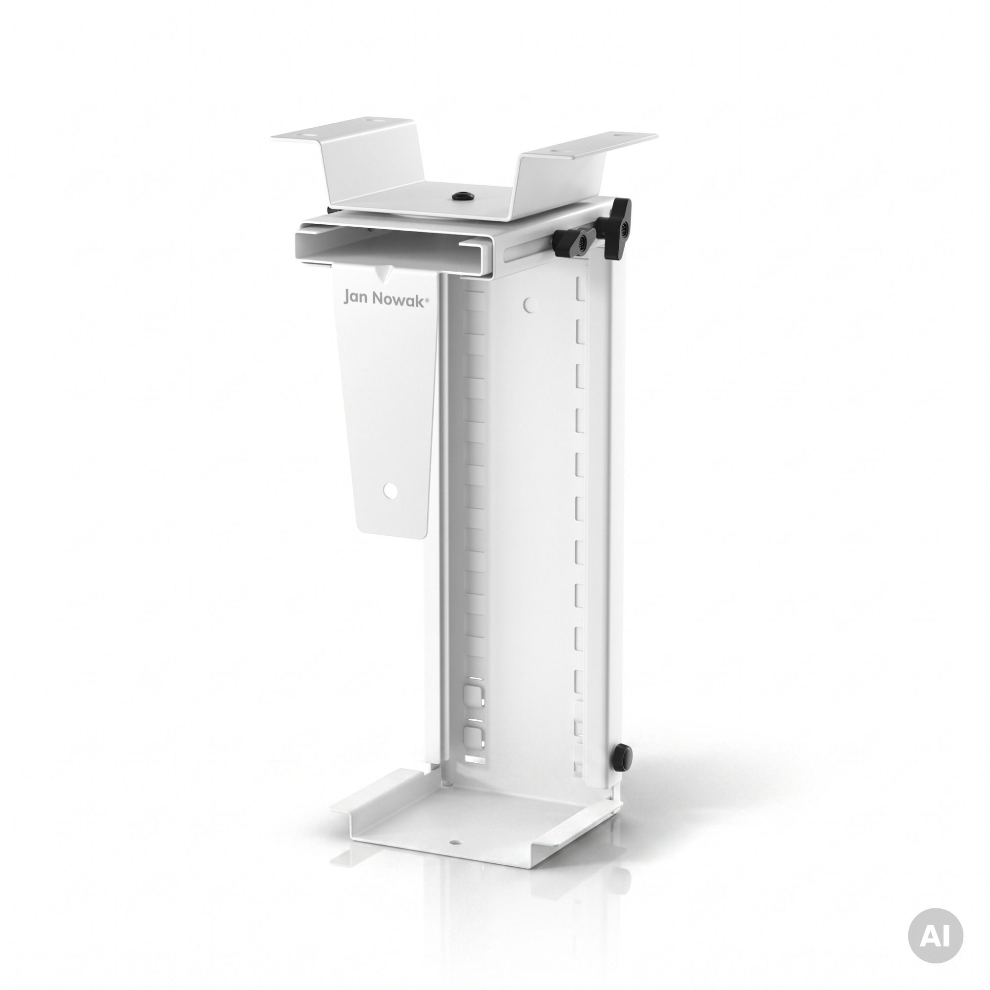 JN Uchwyt na komputer pod biurko, regulowany, metalowy, biały: PC HOLDER