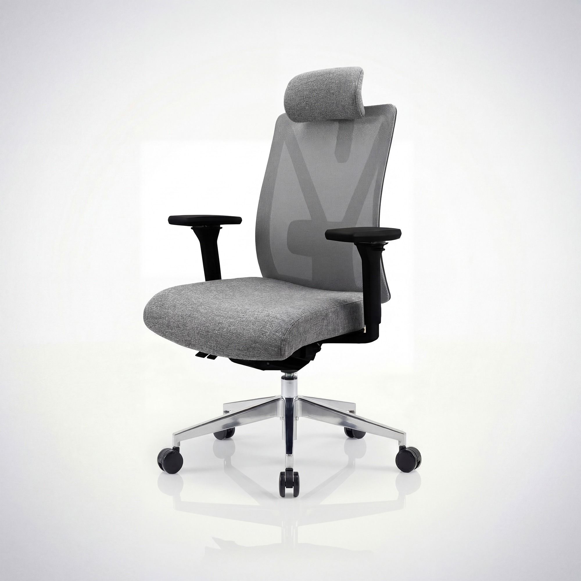 Fotel biurowy ergonomiczny szary z siatką VECTOR