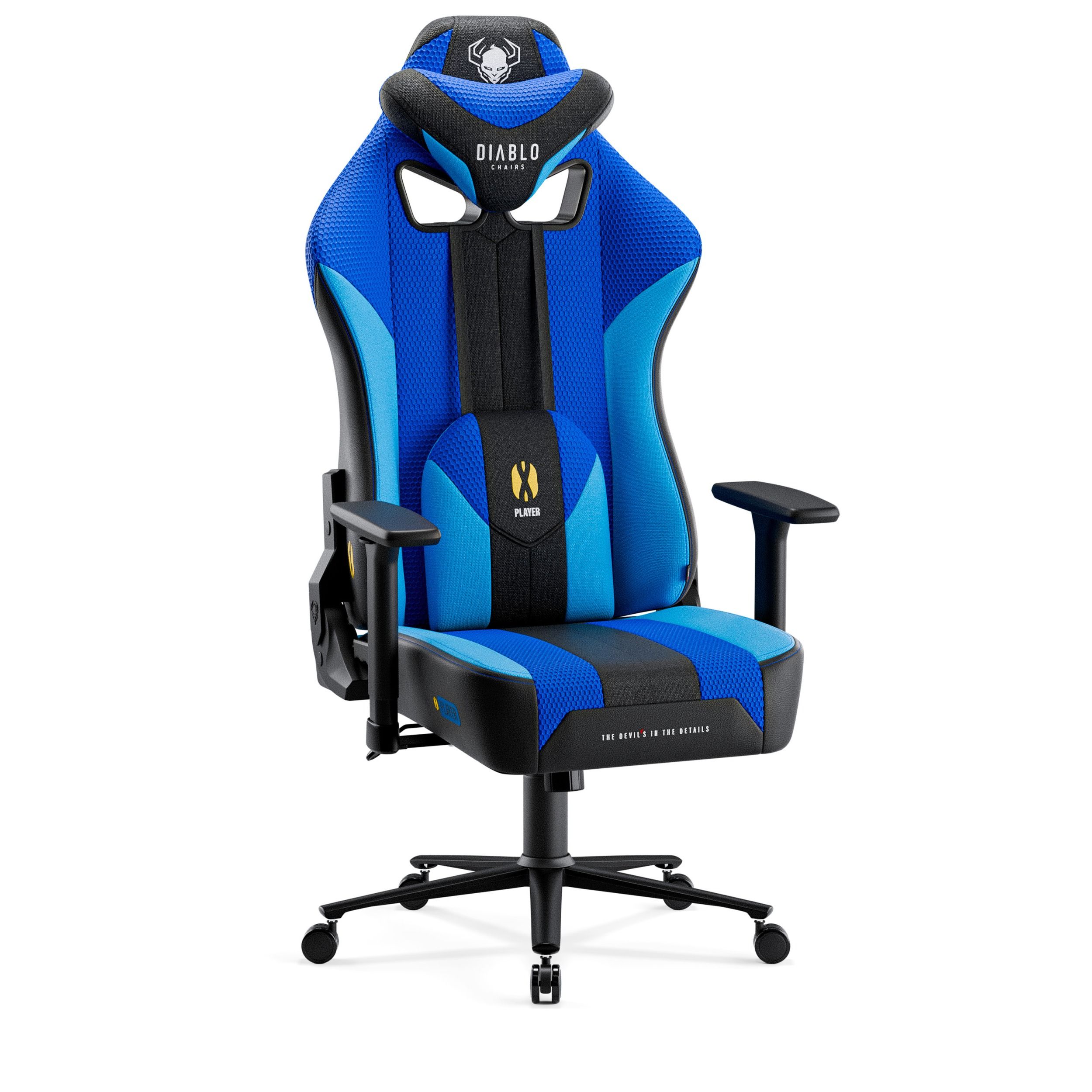 Fotel gamingowy materiałowy niebiesko-czarny: Diablo X-Player 2.0 King Size, Frost Black