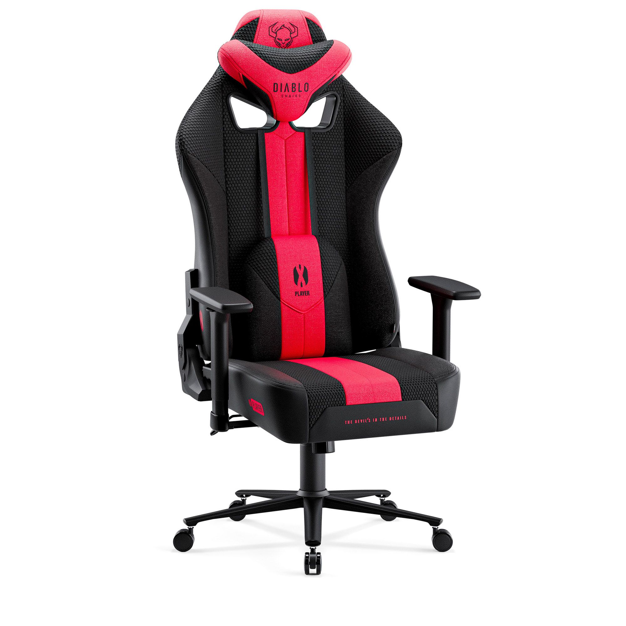 Materiałowy fotel gamingowy Diablo X-Player 2.0 King Size, karmazynowo-antracytowy